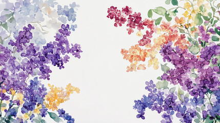 Elegant wedding invitation card background . Minimal hand painted watercolor Lilac flowers texture template background. Design for wedding, vip cover, poster, rsvp moderncard.Valentine's Day