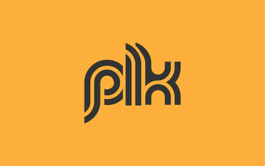 PLK Creative Unique Modern Letter Logo Design. Stylized logo featuring a unique letter design, presenting abstract minimalist aesthetics and modern appeal.
