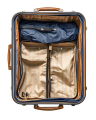 Open Suitcase Packed Beige Interior Blue Exterior Travel Bag