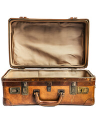 Vintage Leather Suitcase Open Empty Travel Nostalgia,