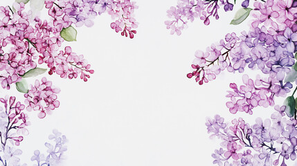 Obraz premium Elegant wedding invitation card background . Minimal hand painted watercolor Lilac flowers texture template background. Design for wedding, vip cover, poster, rsvp moderncard.Valentine's Day