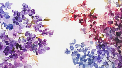 Elegant wedding invitation card background . Minimal hand painted watercolor Lilac flowers texture template background. Design for wedding, vip cover, poster, rsvp moderncard.Valentine's Day