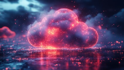 Glowing Cloud Computing Network.