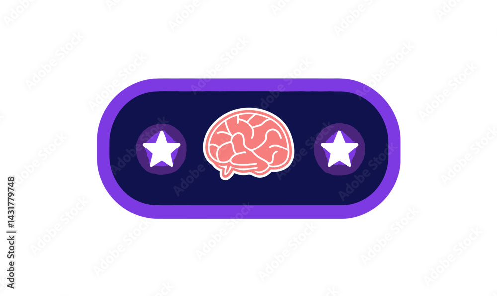 Poster ai text and image generation button with brain and stars icon design