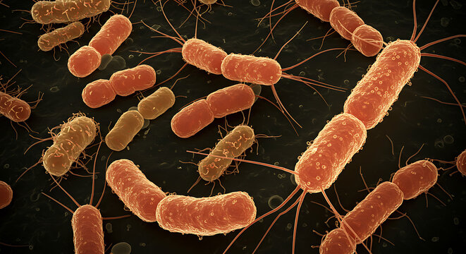 Microscopic bacteria in dark background  