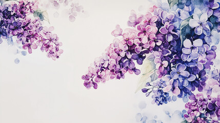 Elegant wedding invitation card background . Minimal hand painted watercolor Lilac flowers texture template background. Design for wedding, vip cover, poster, rsvp moderncard.Valentine's Day