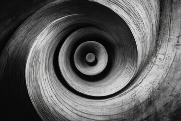 Abstract black and white hypnotic spiral circle