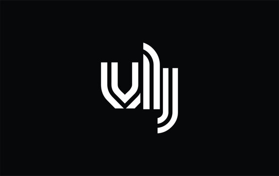 VLJ Creative Unique Modern Letter Logo Design. Stylized logo featuring a unique letter design, presenting abstract minimalist aesthetics and modern appeal.