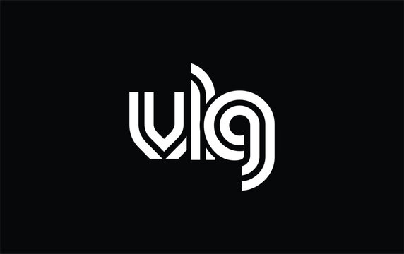 VLG Creative Unique Modern Letter Logo Design. Stylized logo featuring a unique letter design, presenting abstract minimalist aesthetics and modern appeal.