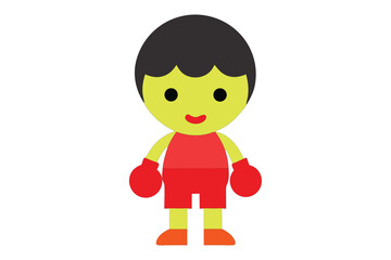 Cute Vector of Kid Wearing Boxing Gloves – White Background