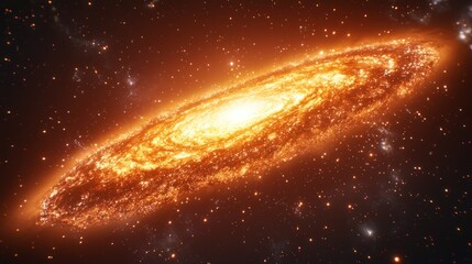 Fototapeta premium Fiery spiral galaxy in deep space