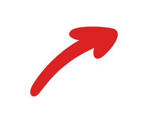 Red arrow sign element. The arrow sign is drawn by hand with a marker, Marked arrow illustration on transparent background. 