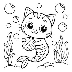 Cute Mermaid Coloring Pages For Kids
