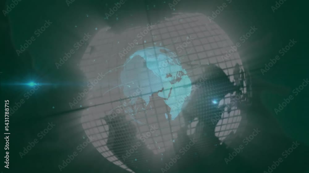 Aufkleber 3d globe being visualized in digital space, featuring glowing data points and floating lock icons