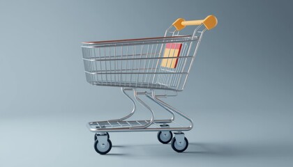 Empty shopping cart on light background
