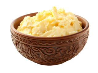 Creamy Yellow Butter in Brown Bowl