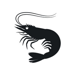 Shrimp Silhouette Seafood Icon Black And White Graphic Element Seafood Menu Decoration Food Illustration Sea Animal Graphic