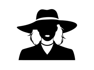 Faceless Woman Silhouette with Hat and Choker Vector
