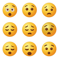 Set of emoticons, emoji isolated on white background, vector illustration.