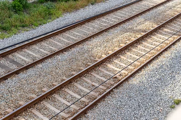 Poster A bird's-eye view of a railway track, emphasizing the linear perspective and the seemingly endless journey ahead