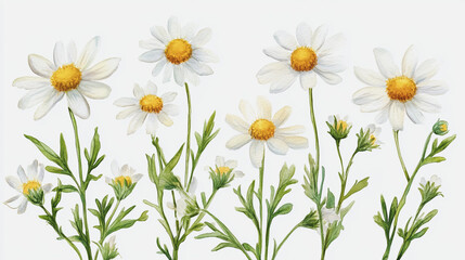Elegant wedding invitation card background . Minimal hand painted watercolor Chamomile flowers texture template background. Design for wedding, vip cover, poster, rsvp moderncard.Valentine's Day