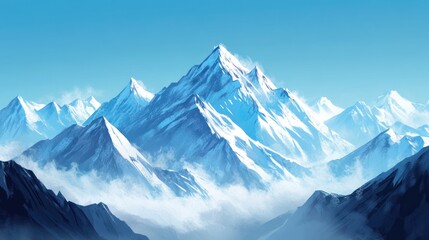 Obraz premium Snowy mountain range landscape (1)