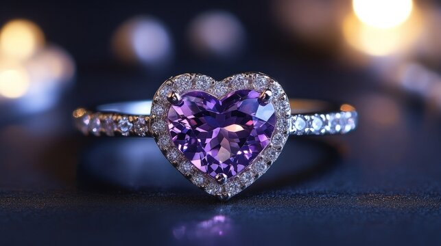 Heart-shaped amethyst ring