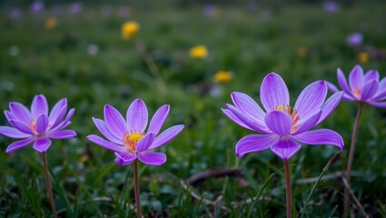 Fototapeta premium purple crocuses in the garden