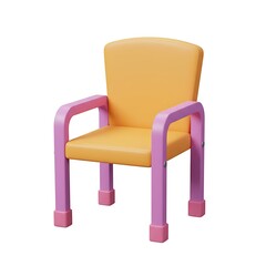 Fototapeta premium 3D yellow chair with purple legs