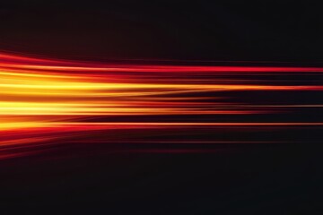 Horizontal gradient of bright red and golden yellow light lines on a black background with a blurred motion effect creating depth