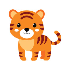 A cute colorful tiger vector art illustration