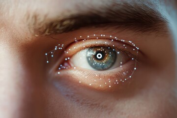 Man face scanned with facial recognition system