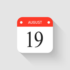 Vector icon page day calendar - 19 August month