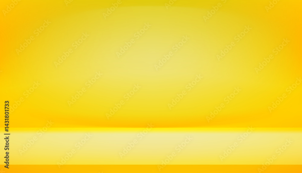 Poster Yellow Studio Background with spotlight, shadow, Minimal 3d podium for Autumn display,Vector Summer abstract background with warm light effect on wall and floor,Trendy design for cosmetic product
