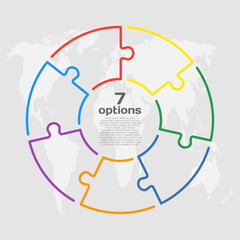 Circle diagram infographic in 7 steps or options