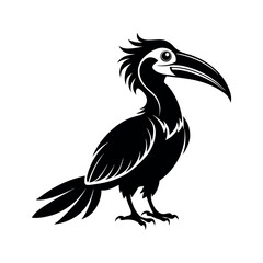 Black Vector Silhouette Asian Hornbill Bird Flying