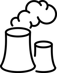 Factory emissions outline icon with smoke stacks - Editable Stroke, SVG, fully scalable.