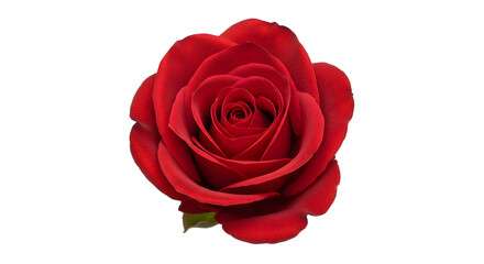 A breathtaking close-up of a radiant red rose in full bloom, isolated on white.