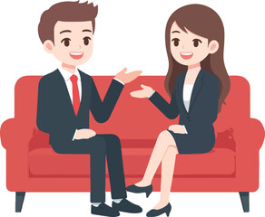 Fototapeta premium vector business partners sitting talking