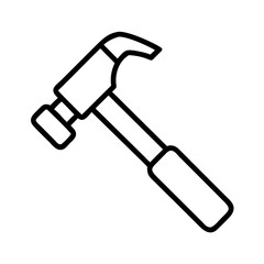 Outline claw hammer vector illustration for carpentry woodworking and construction projects
