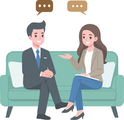 vector business partners sitting talking