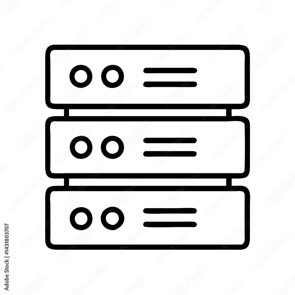 Poster Server database hosting computer network data storage system technology icon vector graphic