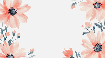 Obraz premium Elegant wedding invitation card background . Minimal hand painted watercolor Chamomile flowers texture template background. Design for wedding, vip cover, poster, rsvp moderncard.Valentine's Day