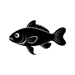 Black Vector Silhouette Figure 8 Puffer Fish White Background Side View
