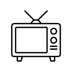 Retro television set vector icon illustration antique tv with antenna broadcasting technology device