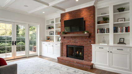 Photo modern living room with white built