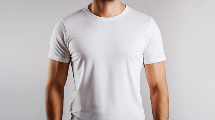White t shirt mockup for men short sleeve crew neck casual wear basic tee apparel clothing template design