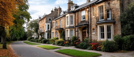 Naklejka premium Autumnal Row of Homes