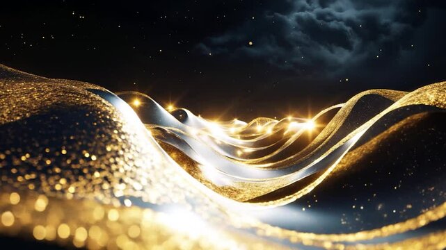 Amazing gold ocean color and gold effect light , 4K video.
