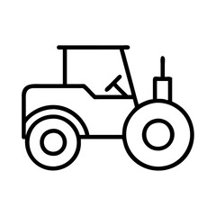 Outline tractor vector image for farming agriculture machinery and vehicle design needs isolated
